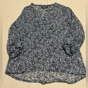 Kidpik Black, White, Gray Floral‎ Sheer Blouse